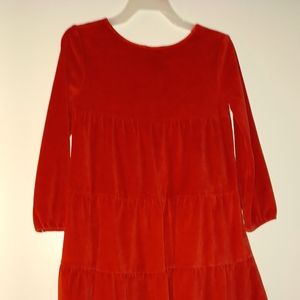 GIRLS VELVET LONG SLEEVE RED DRESS  IN SIZE 6